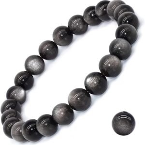 Natural Gemstone Stretch Bracelet Sliver Obsidian