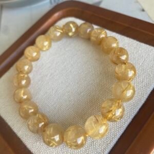 Natural Gemstone Adjustable Bracelet Gold Rutilated Quartz