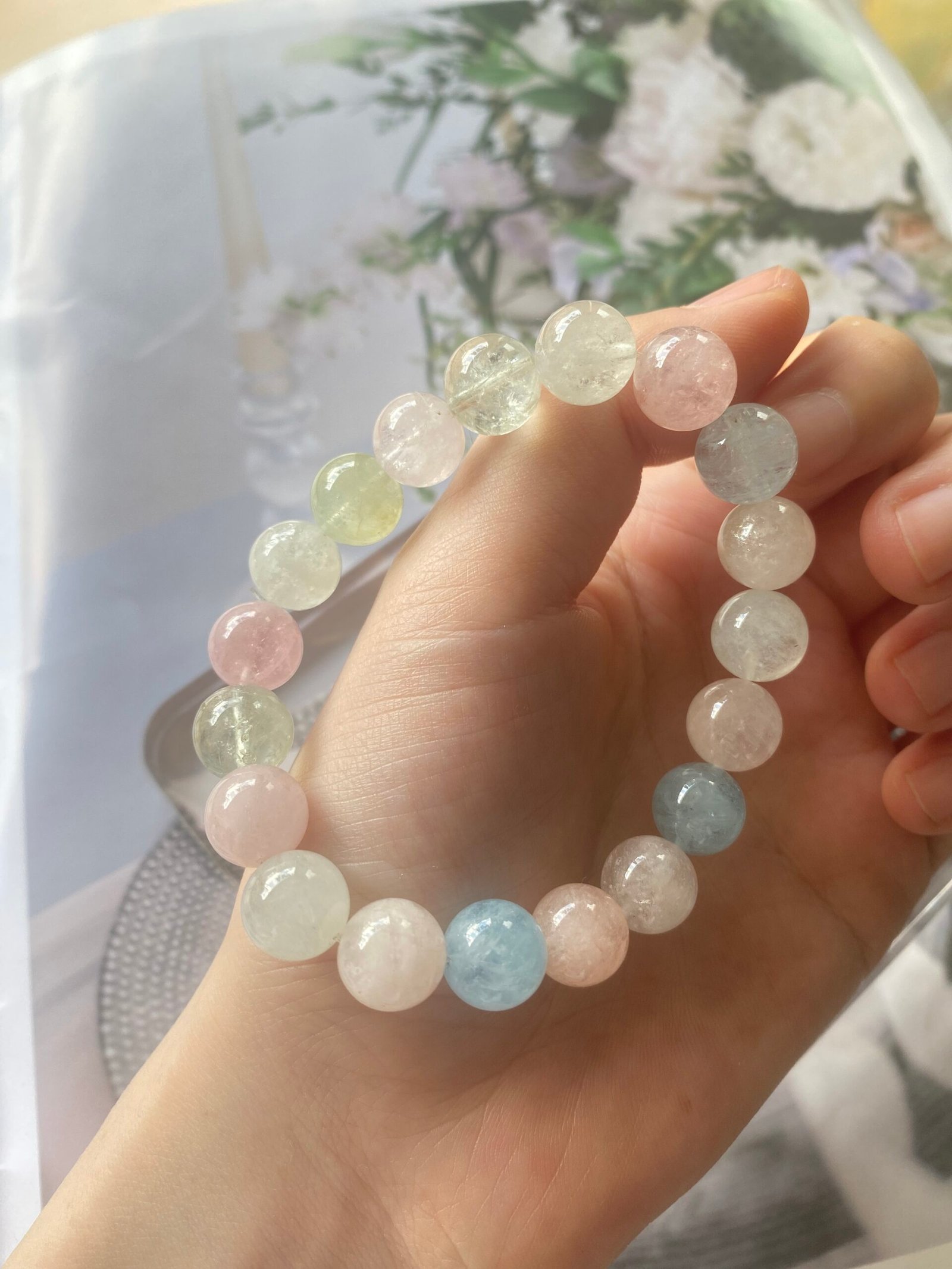 Natural Gemstone Adjustable Bracelet Morganite - Image 5